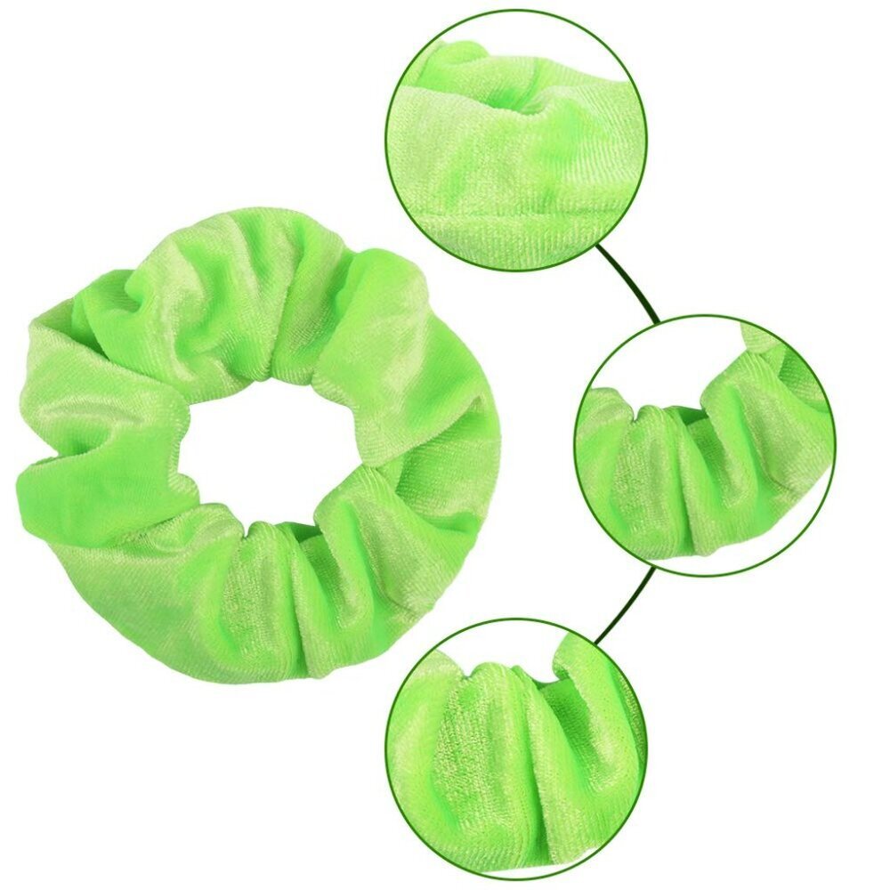 20 Pcs Hair Scrunchies Solid Color Soft Scrunchies Hair Ties Green Velvet Scrunc View 4